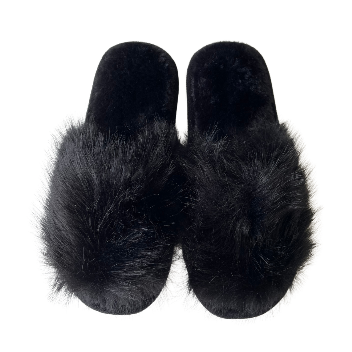 Pantufa Feminina Aberta Chinelo de Pelúcia Conforto Premium Preta