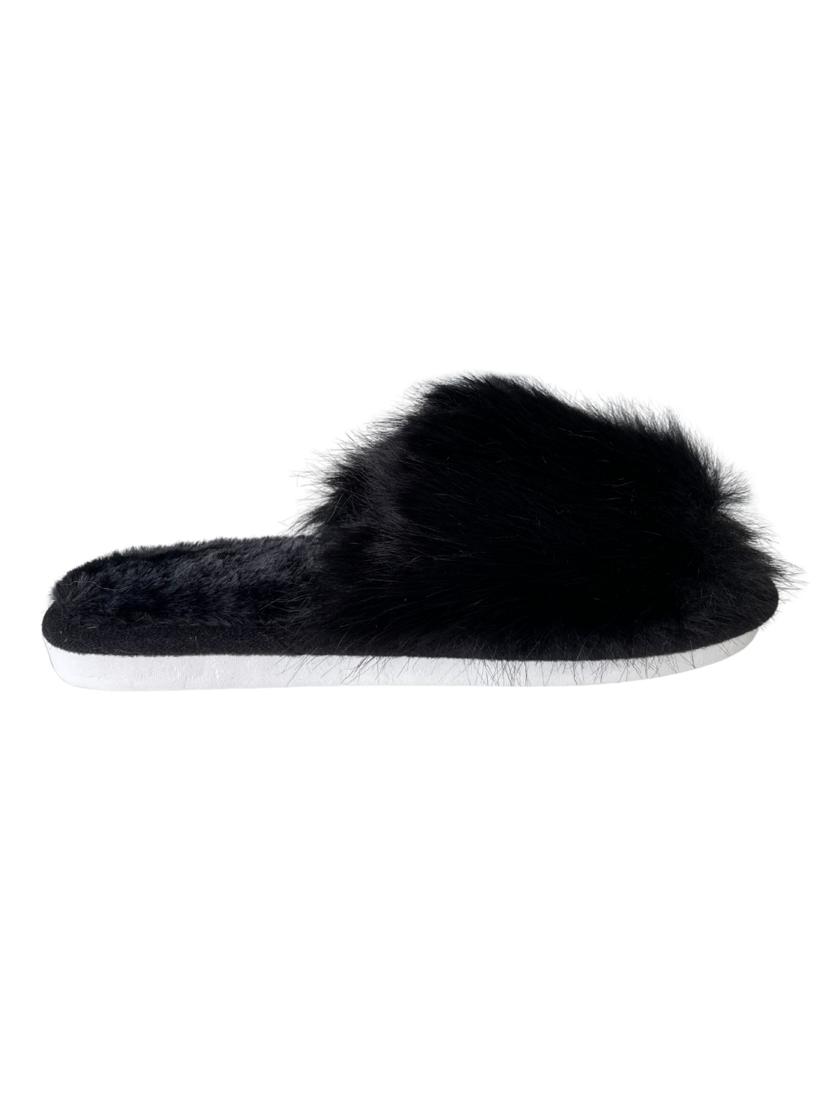 Pantufa Feminina Aberta Chinelo de Pelúcia Conforto Premium Preta