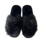Pantufa Feminina Aberta Chinelo de Pelúcia Conforto Premium Preta